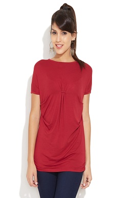Remanika Dark Red Viscose Women's Top