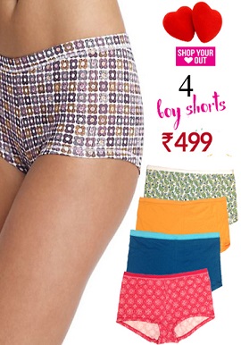 Plus Size Organic Cotton Boyshorts Combo PK Of 4