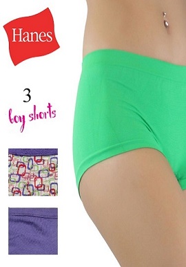 Hanes 3 Piece Smooth Cotton Boyshorts Set