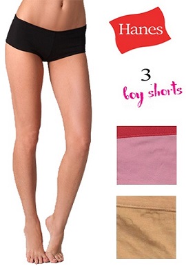 Hanes Soft Waistband Cotton Stretch Boyshorts- 3 PK