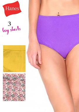 Hanes Women's Cotton Boyshorts-3 Piece Set