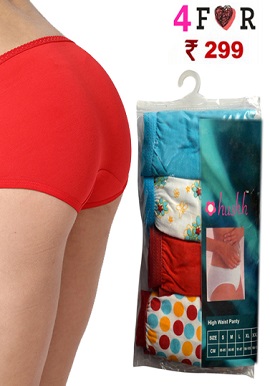 Hushh Women's Cool Soft 4 Cotton High Waist Brief