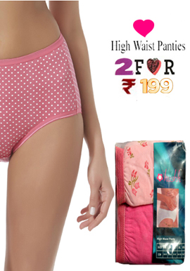 Hushh Women's Superb Cotton High Waist Brief Pack of 2