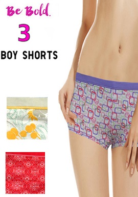 Snazzyway Intimates Pack Of 3 Soft Stretchy Boyshorts