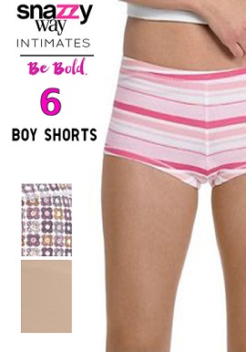 Snazzyway Intimates Set Of 6 Soft Cotton Boyshorts