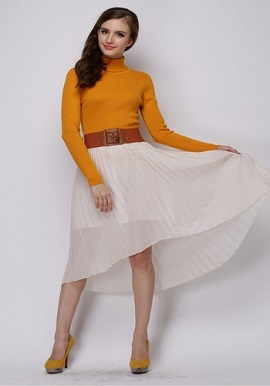 Women's Ribbed Turmeric Turtle Neck Sweater