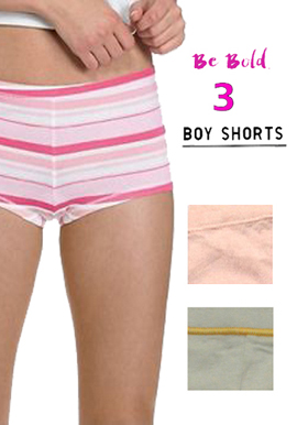 Snazzyway Pretty Cotton Pack of 3 Boyshorts