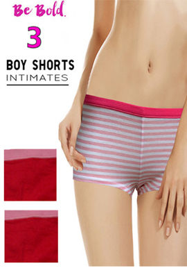 Snazzyway Women's Soft Coloured Combo Pack Of 3 Boyshorts