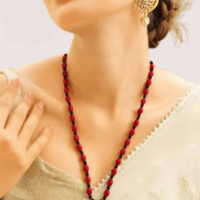 Royal Red Beaded Temple Pendant Necklace