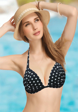 Polka Dot Padded Halter Bikini Top