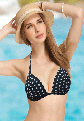 Polka Dot Padded Halter Bikini Top
