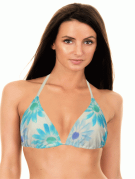 Flower Print Triangle Bikini Top