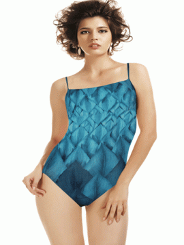 Rasurel Aqua Blue Leaf Print Swimsuit
