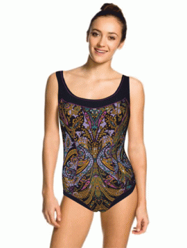 Sunflair Black Multi Retro Print Swimsuit