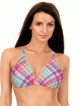 Women's Multi Check Triangle Bikini Top