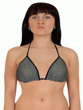 Black Nautical Print Triangle Halterneck Bikini Bra