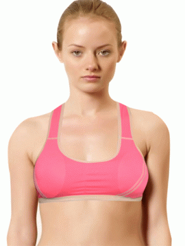 Girl's Pink Medium Impact Racer Back Sports Bra