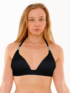 Women's Silver Embellishment Halter Bikini Top