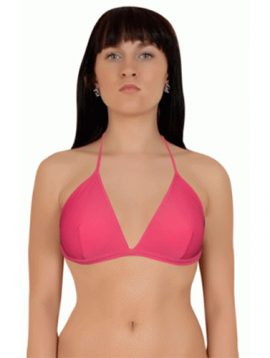 Women’s Sexy Plain Pink Tri Halterneck Bikini Top