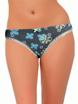 Cool Vintage Print Lace Trim Bikini Bottom