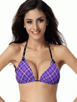 Smooth Cool Lines Print Padded Bikini Top