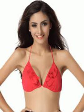 TOPSHOP Sexy Red Frill Tri Halter Beach Bikini Top