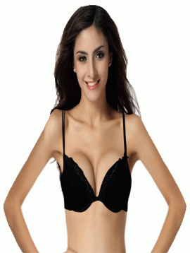 Women's Sexy Black Lace Trim Padded Bikini Bra