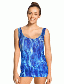 Creation Atelier Waves Print One Piece Swimwear