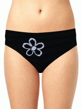 Girl's Front Back Flower Print Bikini Bottom