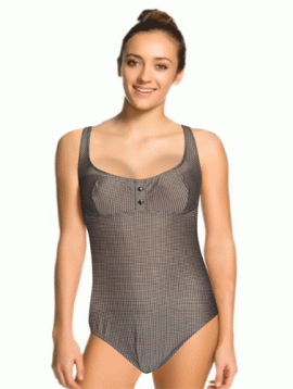 Rasurel Black & White Check Print Onepiece Swimwear