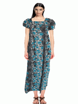 Snazzyway Lines & Floral Print Full Length Nighty