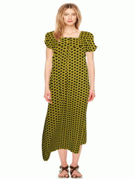 Snazzyway Yellow Polka Dots Full Length Nighty