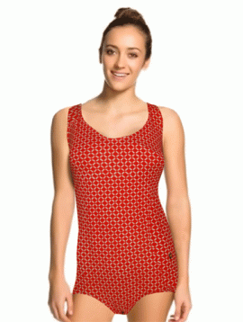 Strickwaren Orange Check Print One Piece Swimwear