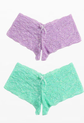 2pack crotchless luxury lacy boyshorts