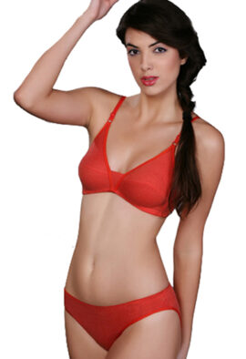 Comfy Red Cotton Everyday Bra Panty Set Snazzy