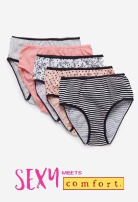 Soft Cotton Stretch Waistband Hipsters Pk-6