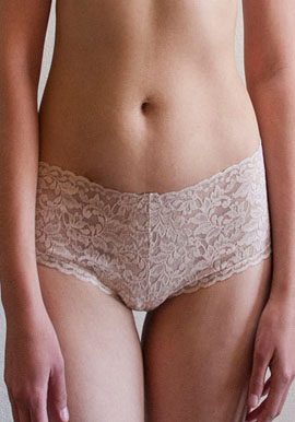 Plus Size Beige Coloured Lace Transparent Boyshort Panty