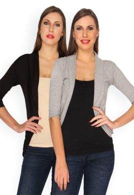Women's Soft Black & Grey Pack Of 2 Shrugs