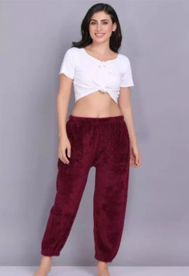 Solid Warm Wool Ladies Pajama (Pack of 2)