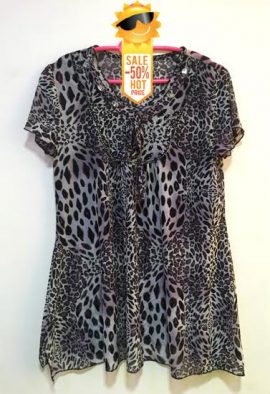 Ladies Sheer Sexy Animal Printed Plus Size Top