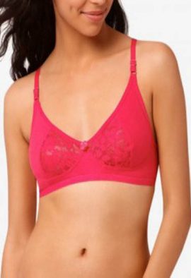 Hushh Peach Floral Lace Everyday Bra