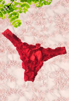 Bow Back Flirty Red Tanga Thong