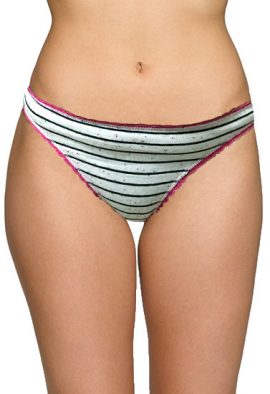 Secret Possessions Bold Pink & Black Striped Print Cotton Thong(Pk Of 2)