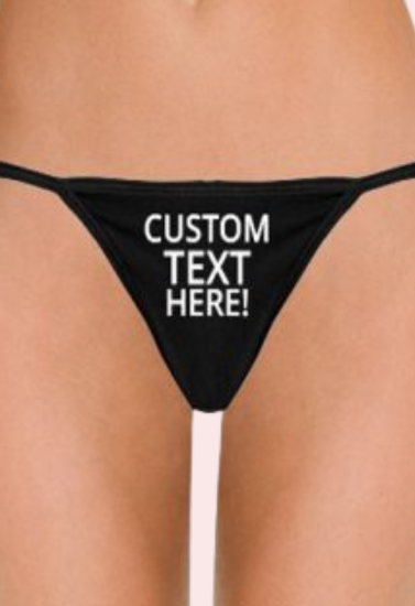 Personalized Black Cotton String Thong- Custom Your Panty