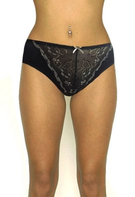 Lavish Black Floral Pattern Fishnet Bikini Panty