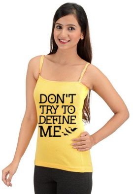 Yellow Quote Printed Cotton Soft Square Neck Camisole