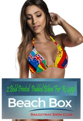 2 Bold Mix Printed Padded Bikini Bra Beach Box