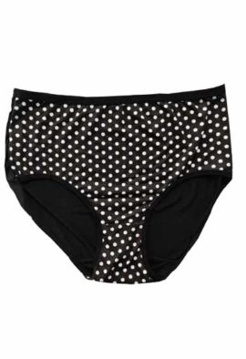 Super Comfortable White Dotted Black Cotton Plus Size Hipster Panty