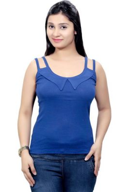 New Double Straps Style Blue Camisole Top