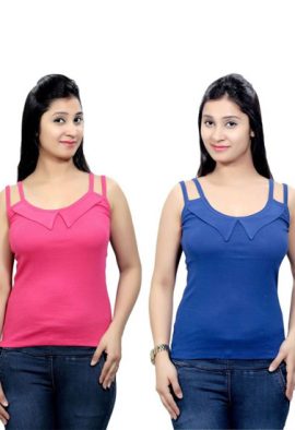 Ladies Pk Of 2 Pink Blue Tank Top